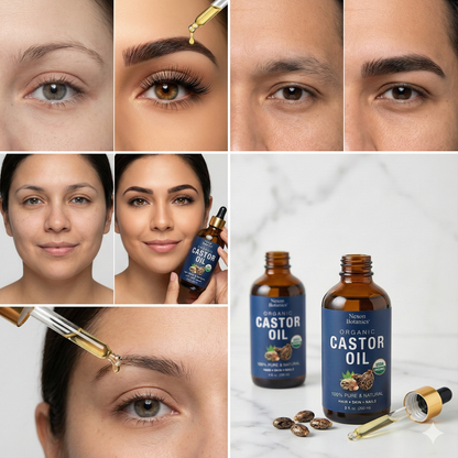 Organic Castor Oil
Potenciador crecimiento cejas y pestañas