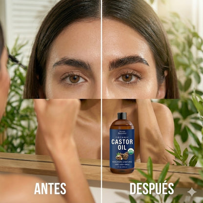 Organic Castor Oil
Potenciador crecimiento cejas y pestañas